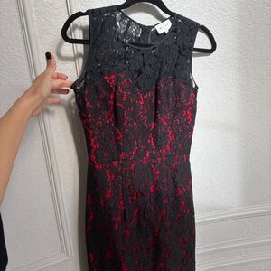 Milly Black Lace and Red base Mermaid Cut Dress